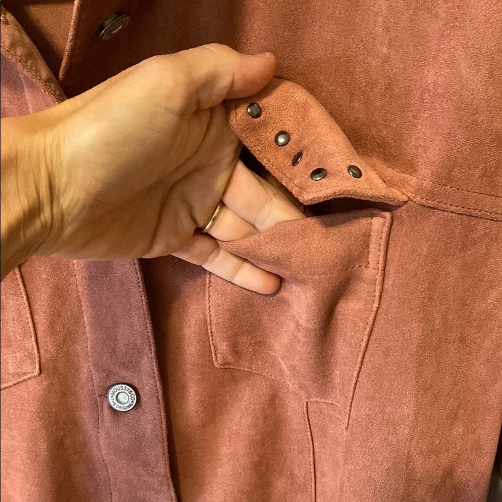 Moussy coral pink  Lace-Up Suede Utility Jacket - Picture 3 of 12